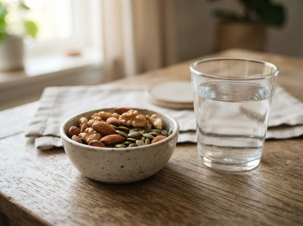 Citrusfrukter och vitamin D3-kilder på en ljus bord